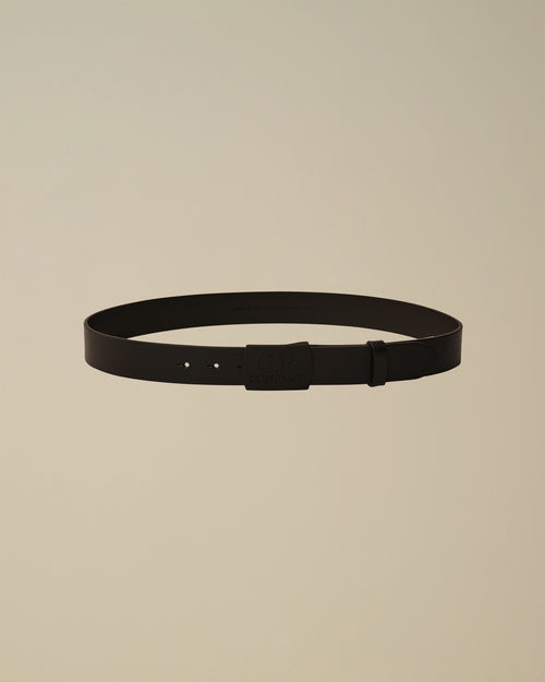 Leather Buckle Logo Belt