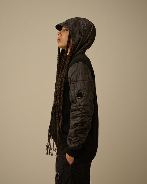 Extrafine Merino Wool Mixed Hooded Zip Sweater