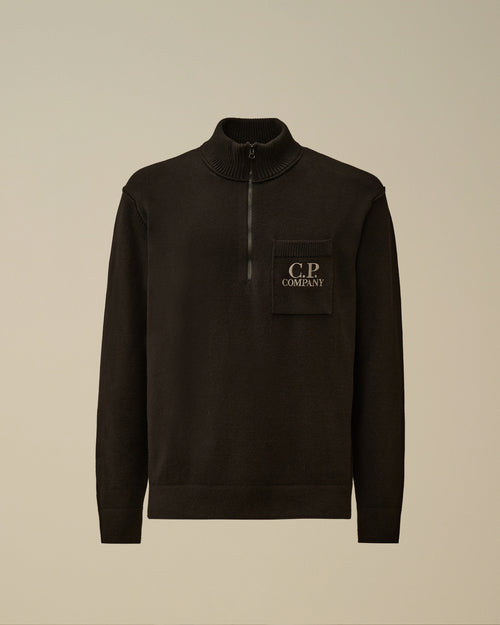 Soft Cotton Stretch Chest Pocket Half Zip Sweater