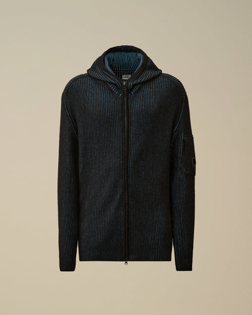 Fleece Knit Hooded Full Zip Sweater