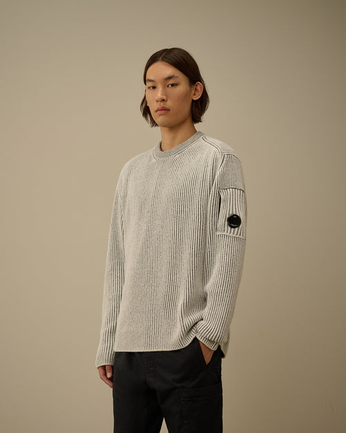 Fleece Knit Crewneck Lens Sweater