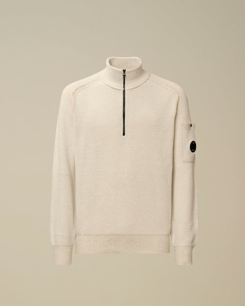 Fleece Knit Half Zip Lens Sweater