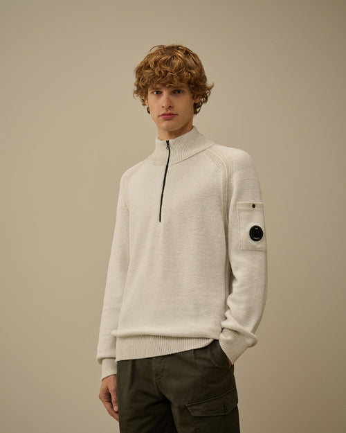 Fleece Knit Half Zip Lens Sweater