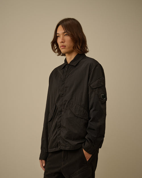 Diagonal Flatt Nylon Zipped Overshirt