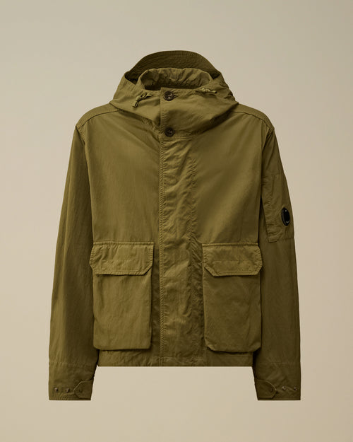 Twill Hooded Short Jacket - Green - XS