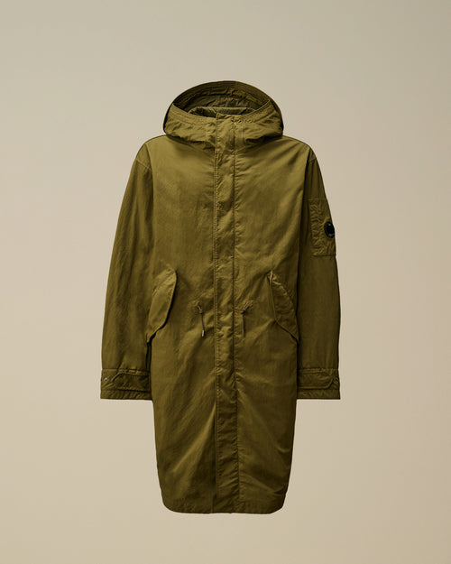 Twill Hooded Padded Parka - Green - XS