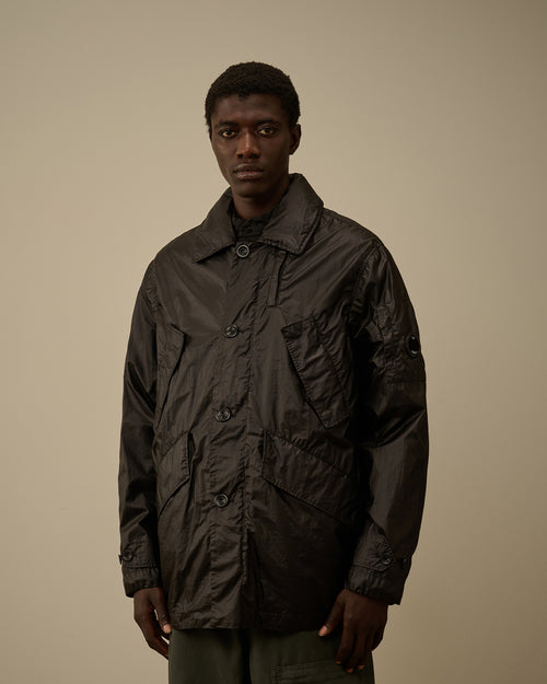 Opal Hooded Lens Jacket - Black