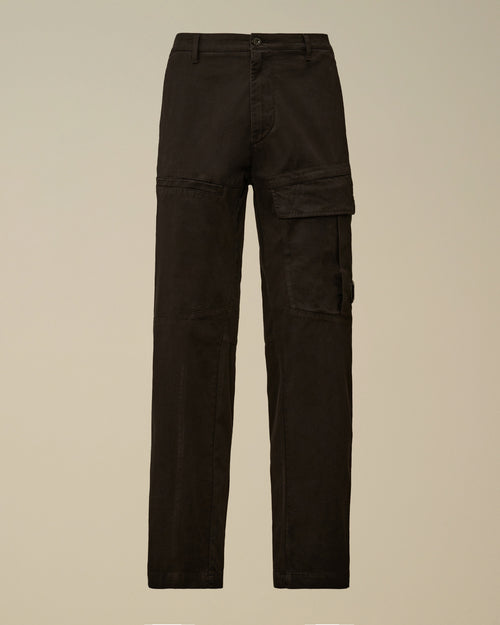 Black Stretch Sateen Loose Cargo Pants