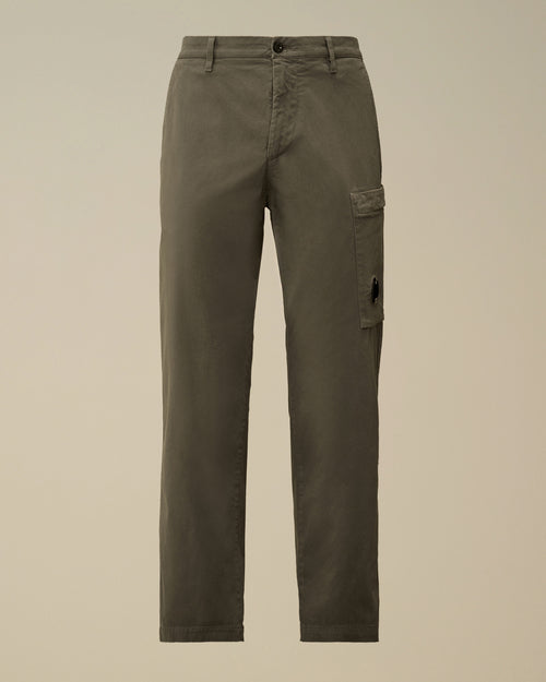 Grey Stretch Sateen Regular Cargo Pants