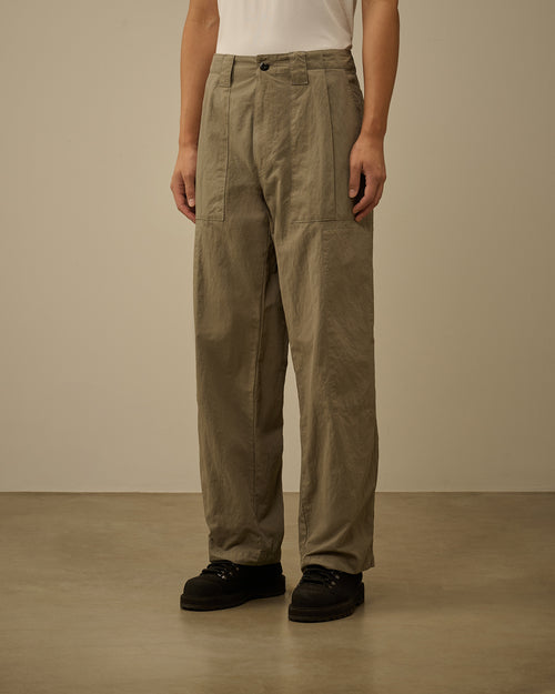 Grey Diagonal Flatt Nylon Loose Pants