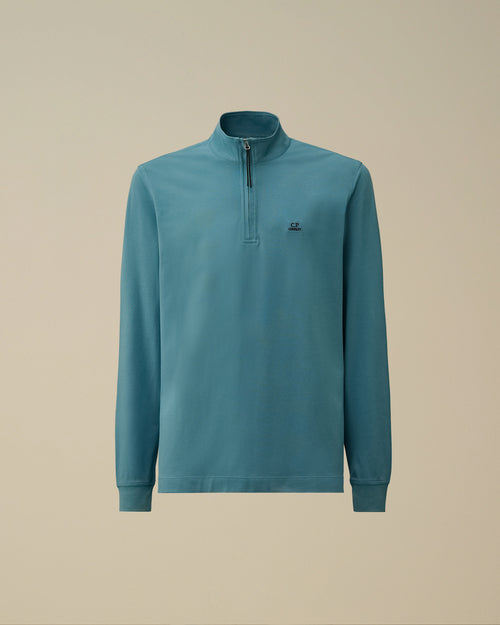 Stretch Piquet Half Zip Long Sleeve Polo Enfant