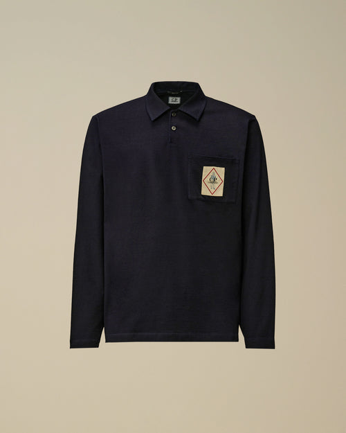 Indigo Jersey Long Sleeve Polo Enfant
