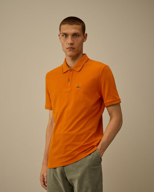 Stretch Piquet Short Sleeve Striped Collar Polo