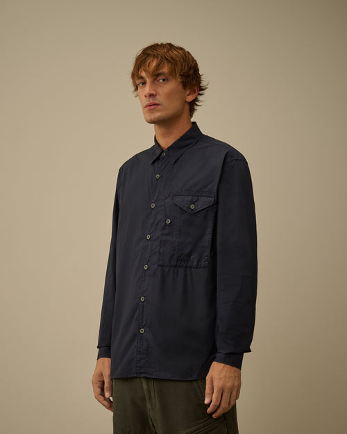Popeline Longsleeve Logo Button Shirt