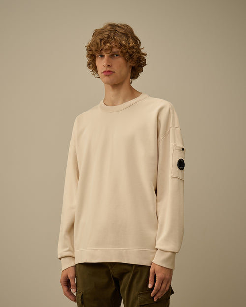 Brushed and Emerized Diagonal Fleece Boxy Crewneck Sweatshirt