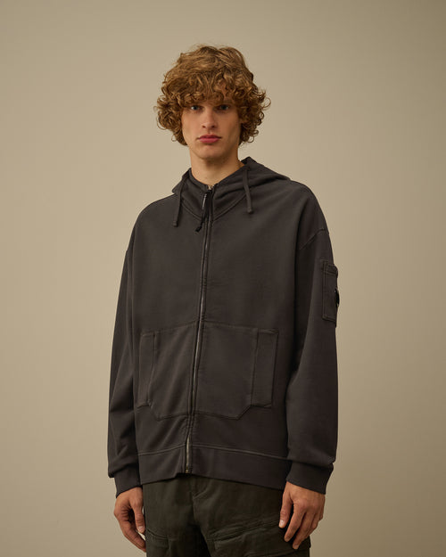 Brushed and Emerized Diagonal Fleece Boxy Goggle Sweatshirt