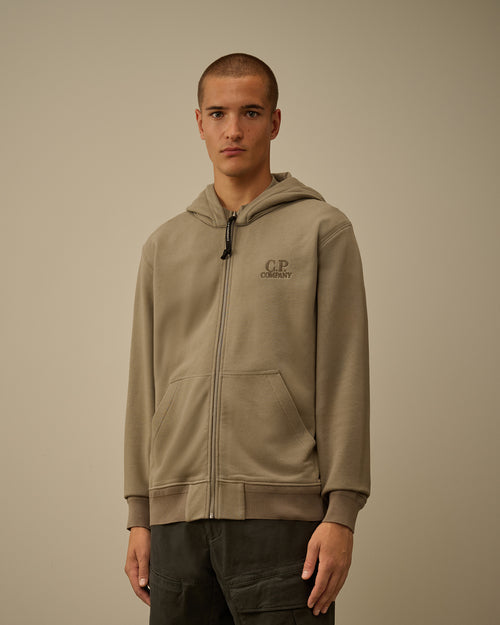 Diagonal Raised Fleece Hooded Full Zip Sweatshirt