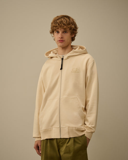 Diagonal Raised Fleece Hooded Full Zip Sweatshirt