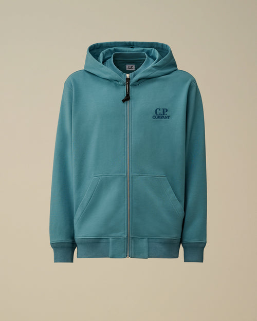 Diagonal Raised Fleece Hooded Full Zip Sweatshirt