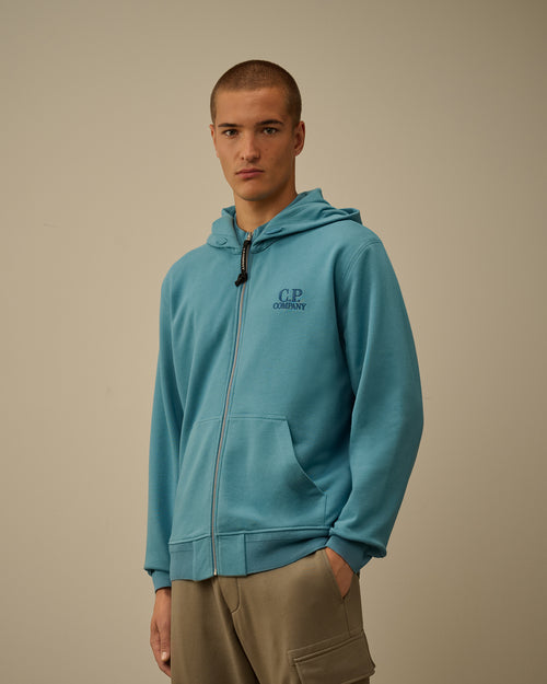 Diagonal Raised Fleece Hooded Full Zip Sweatshirt