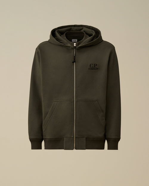 Diagonal Raised Fleece Hooded Full Zip Sweatshirt Enfant