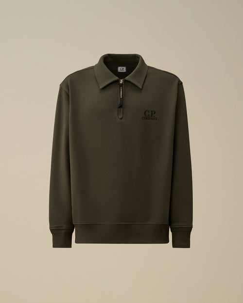 Diagonal Raised Fleece Half Zip Sweatshirt