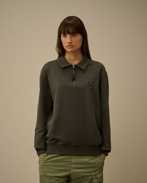 Diagonal Raised Fleece Half Zip Sweatshirt