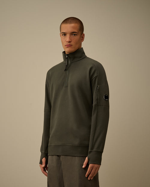 Diagonal Raised Fleece Half Zip Sweatshirt