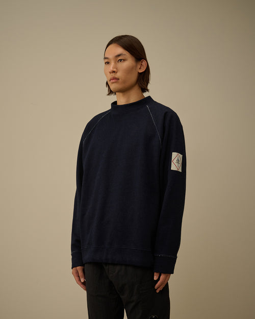 Indigo Fleece Mock Neck Sweatshirt