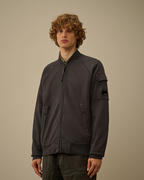 Brushed and Emerized Diagonal Fleece Bomber Full Zip Sweatshirt