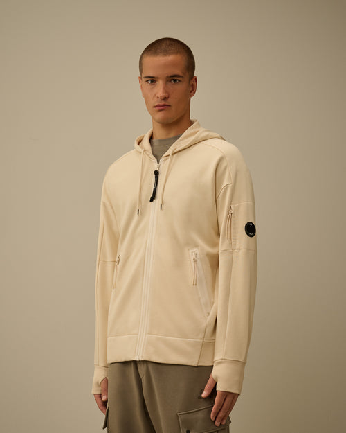Diagonal Raised Fleece Hooded Full Zip Sweatshirt