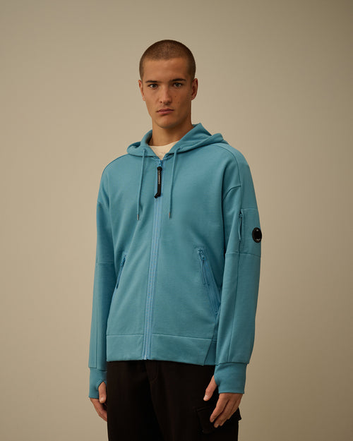 Diagonal Raised Fleece Hooded Full Zip Sweatshirt