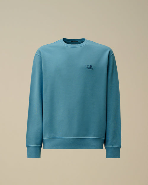 Brushed and Emerized Diagonal Fleece Crewneck Logo Sweatshirt