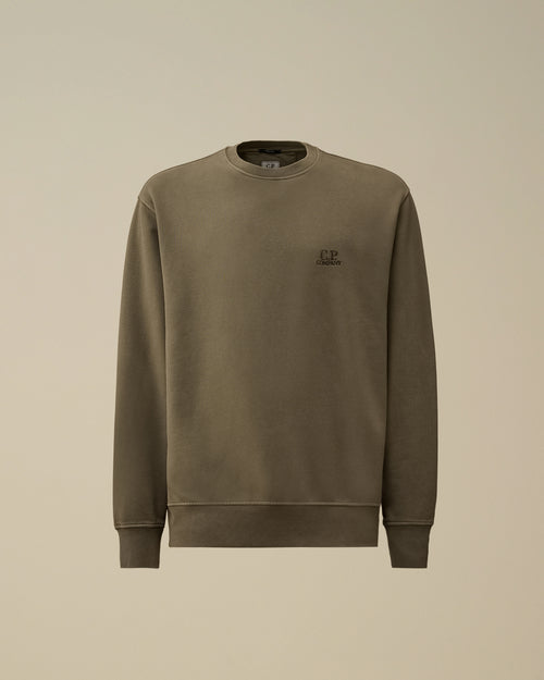 Brushed and Emerized Diagonal Fleece Crewneck Logo Sweatshirt Enfant