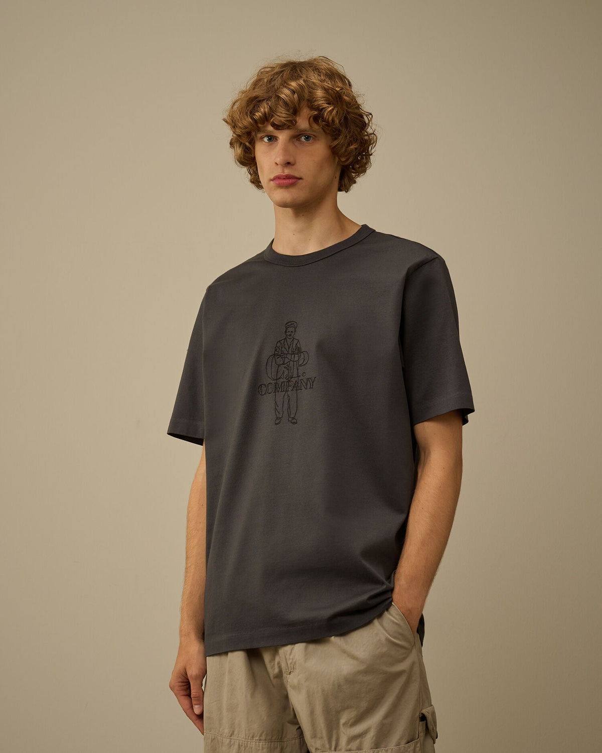 Mercerized 30/2 Jersey Twisted Short Sleeve Logo T-Shirt