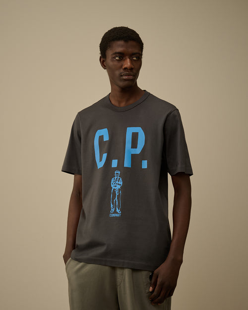 Mercerized 30/2 Jersey Twisted Short Sleeve Logo T-Shirt