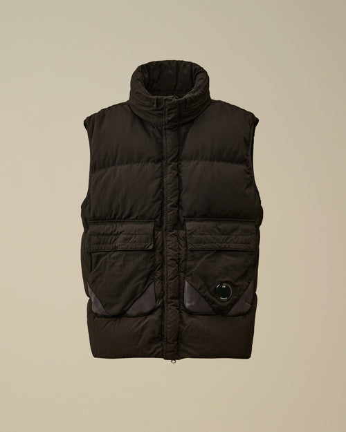 Eco-Chrome R Mixed Hooded Down Gilet - Black Enfant