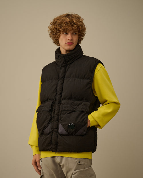 Eco-Chrome R Mixed Hooded Down Gilet - Black