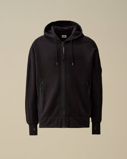 Diagonal Raised Fleece Hooded Full Zip Sweatshirt