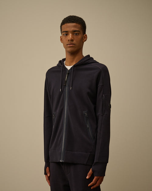 Diagonal Raised Fleece Hooded Full Zip Sweatshirt