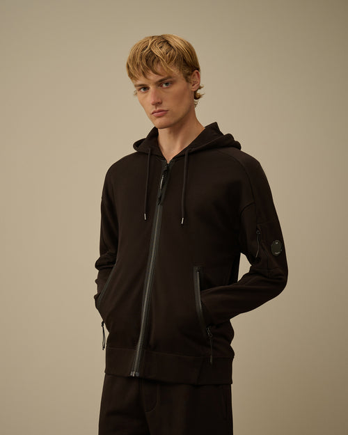 Diagonal Raised Fleece Hooded Full Zip Sweatshirt