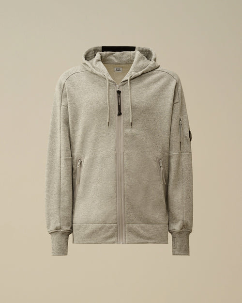 Diagonal Raised Fleece Hooded Full Zip Sweatshirt